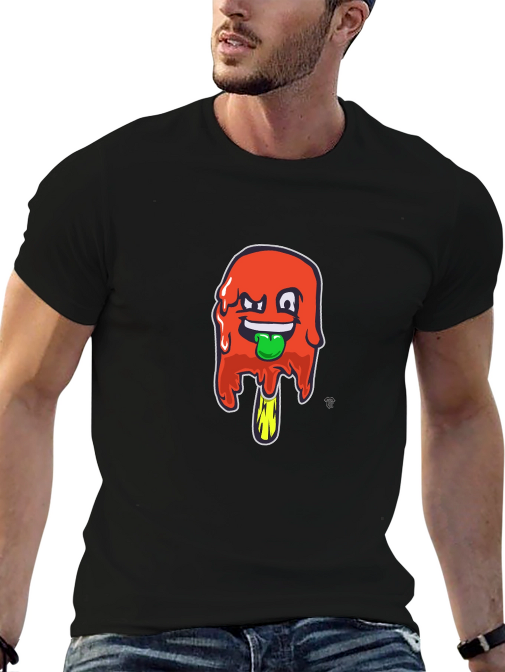 Funky Popsicle Graphic Tee - Black Cotton Blend