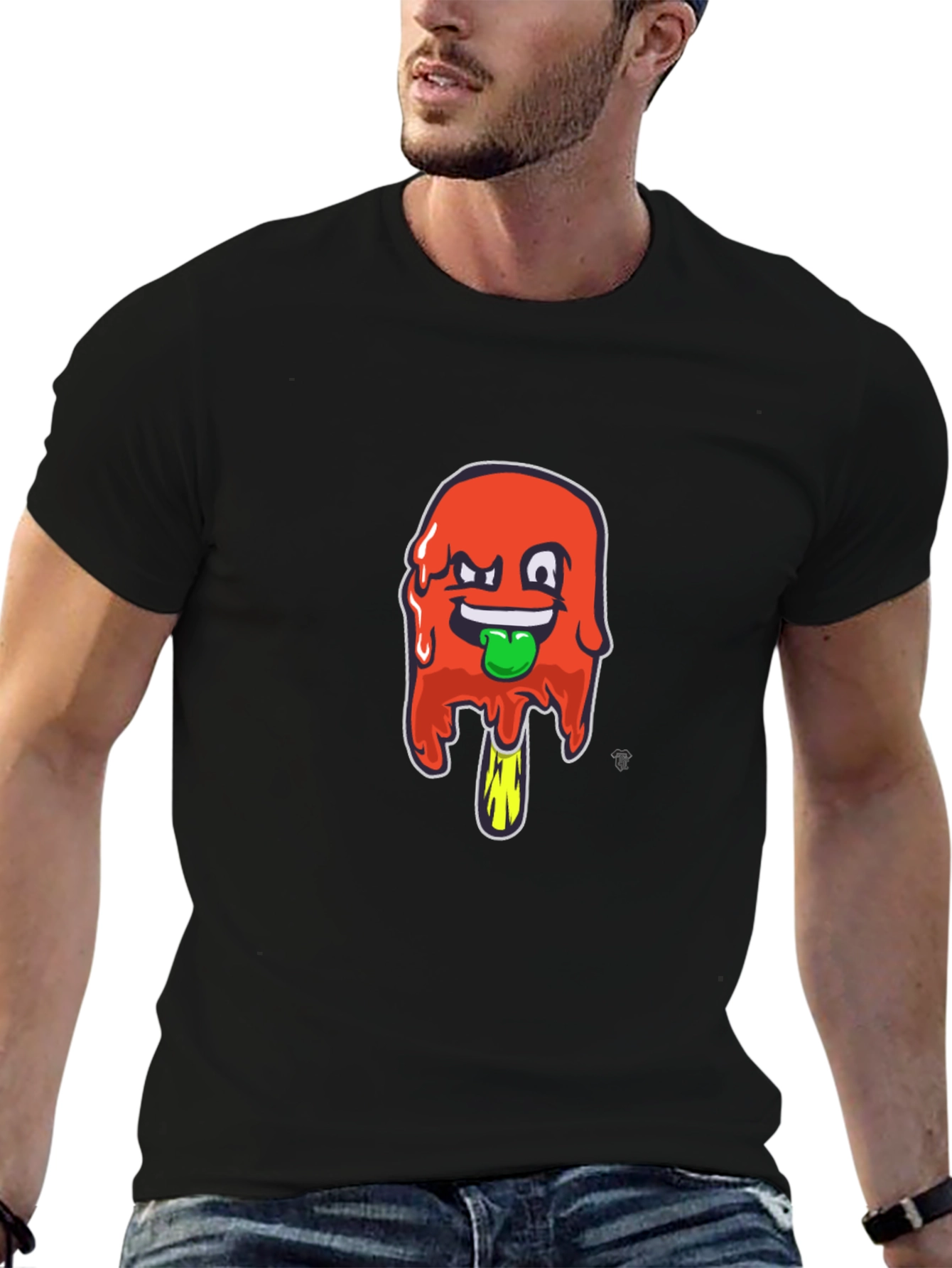 Funky Popsicle Graphic Tee - Black Cotton Blend