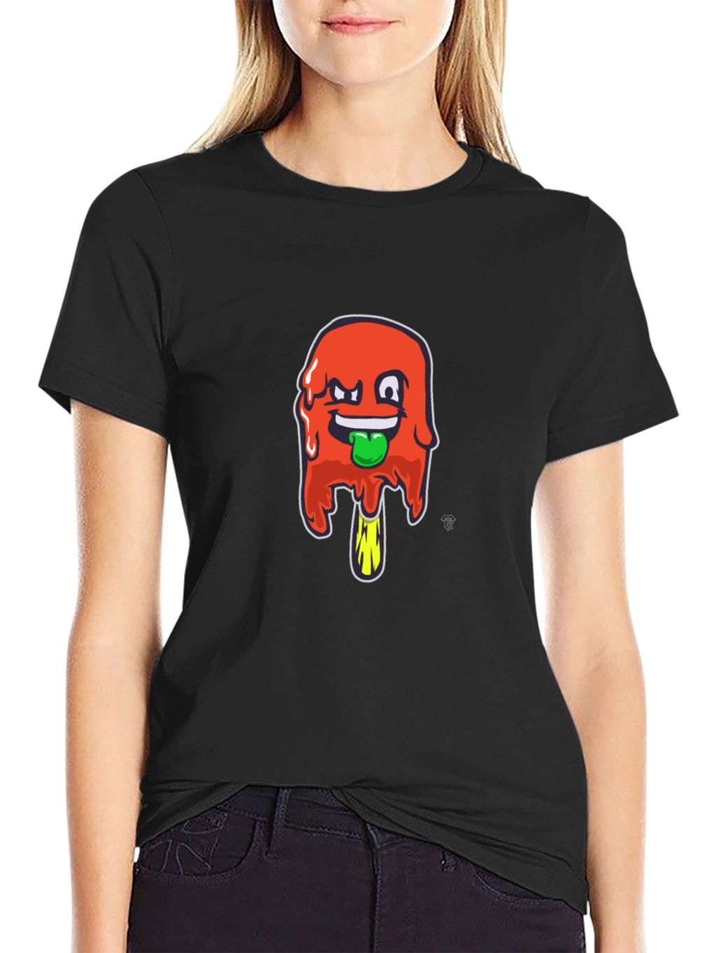 Funky Popsicle Graphic Tee - Black Cotton Blend