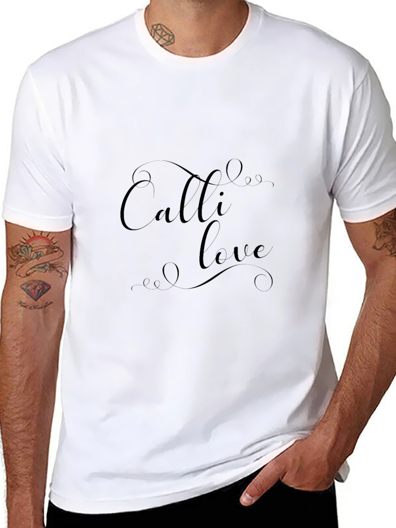 Elegant Calli Love Black T-Shirt