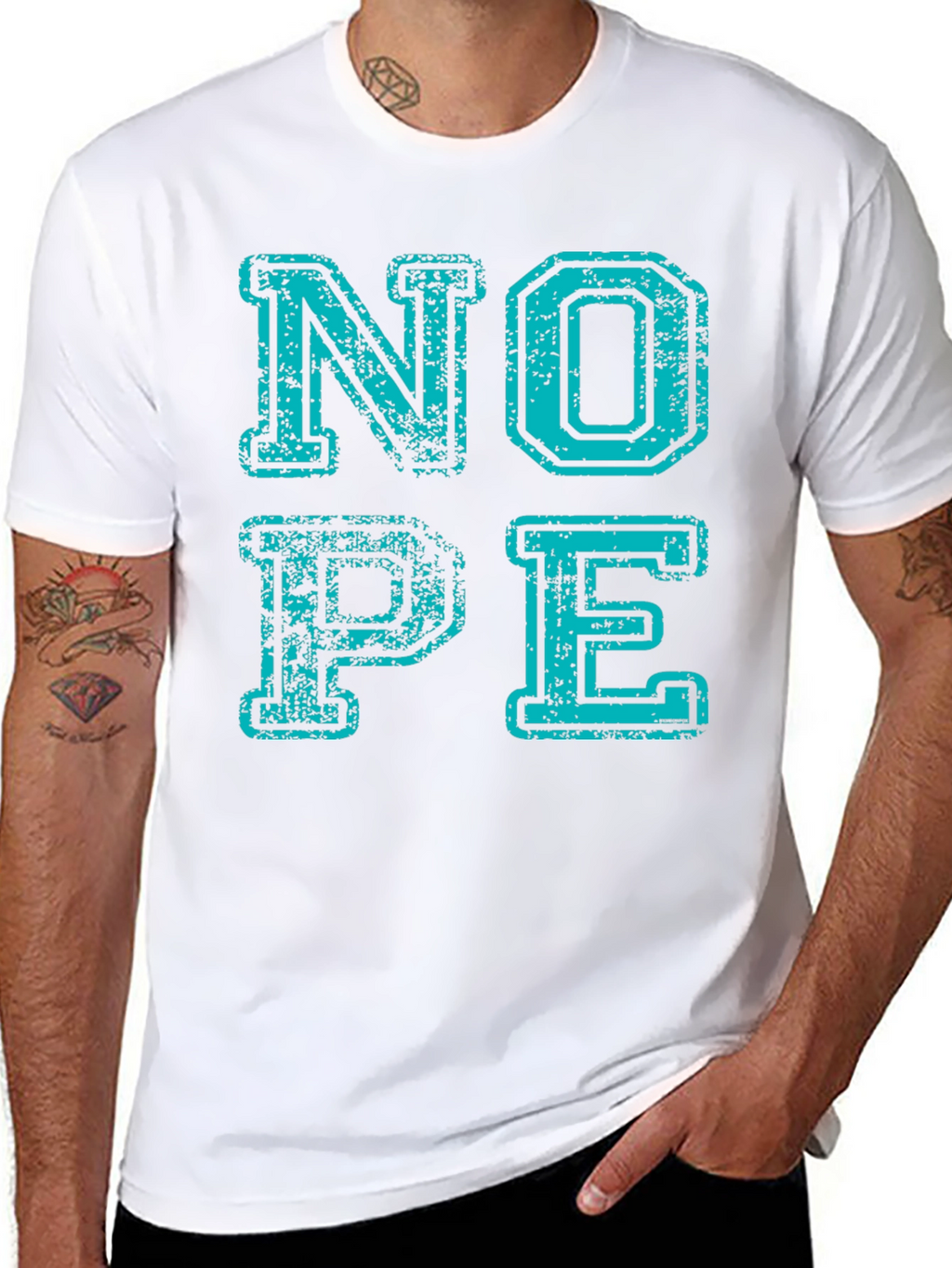 Nope Graphic Tee - Distressed Print