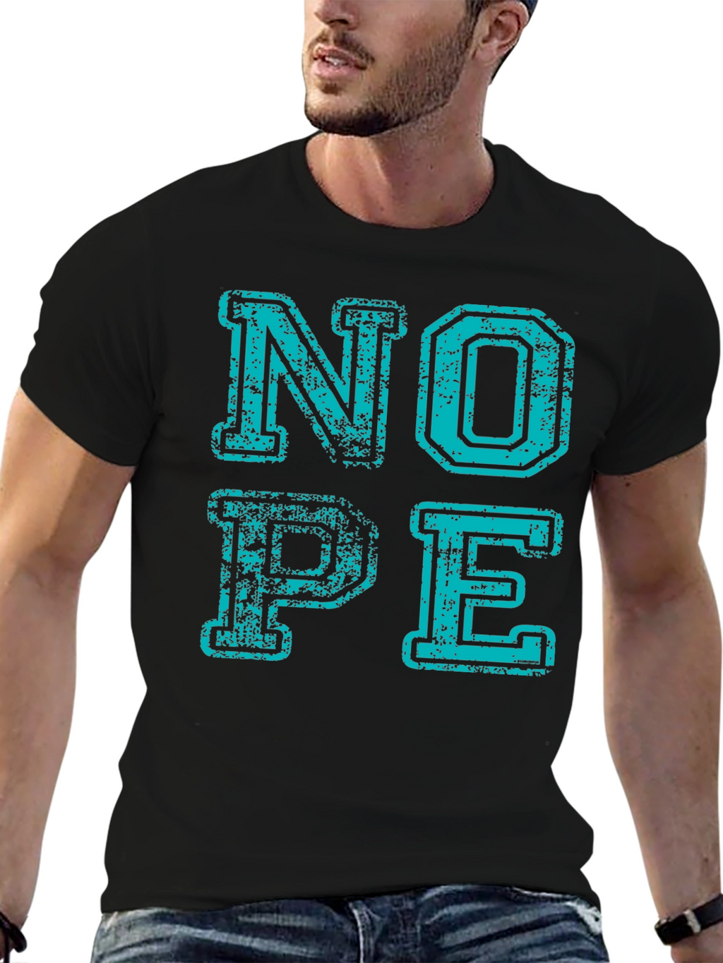 Nope Graphic Tee - Distressed Print