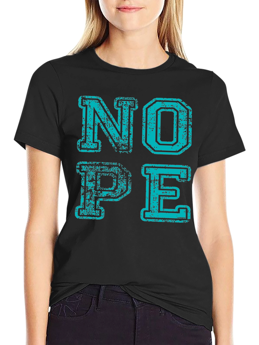 Nope Graphic Tee - Distressed Print