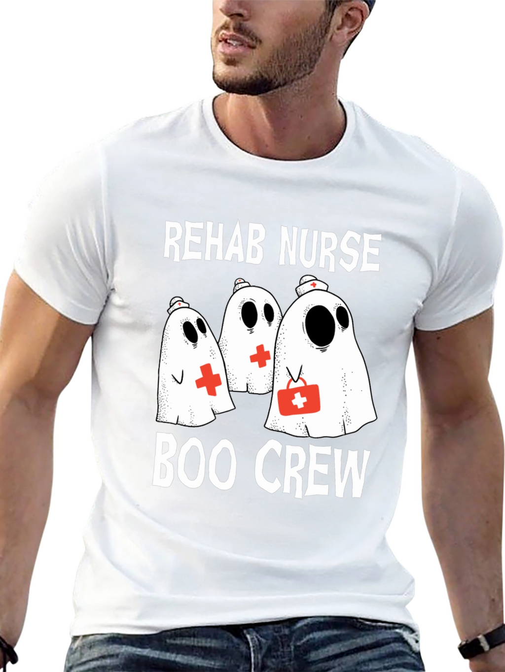 Rehab Nurse Boo Crew T-Shirt Halloween Nurse Shirt