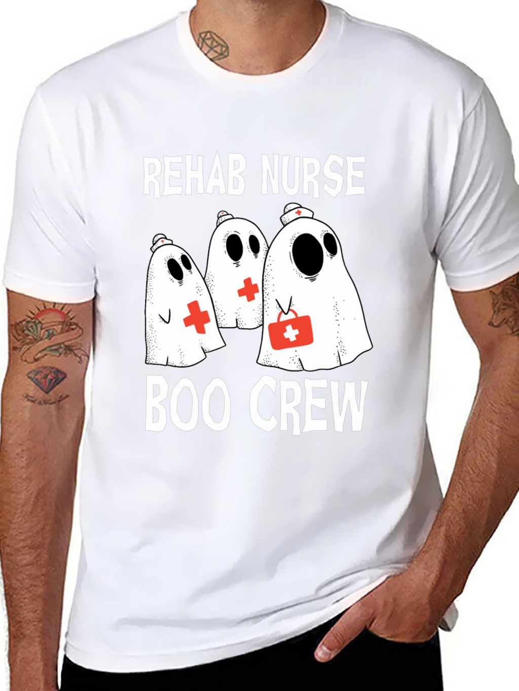 Rehab Nurse Boo Crew T-Shirt Halloween Nurse Shirt