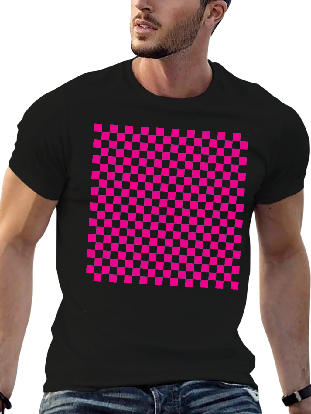 Checkerboard Graphic Tee - Retro Style