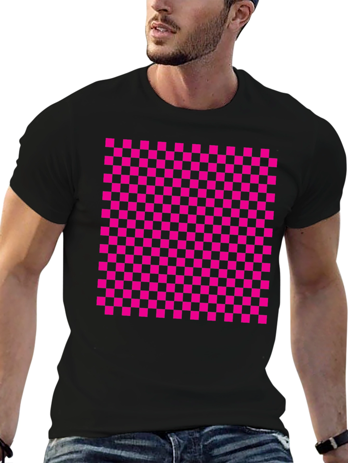 Checkerboard Graphic Tee - Retro Style