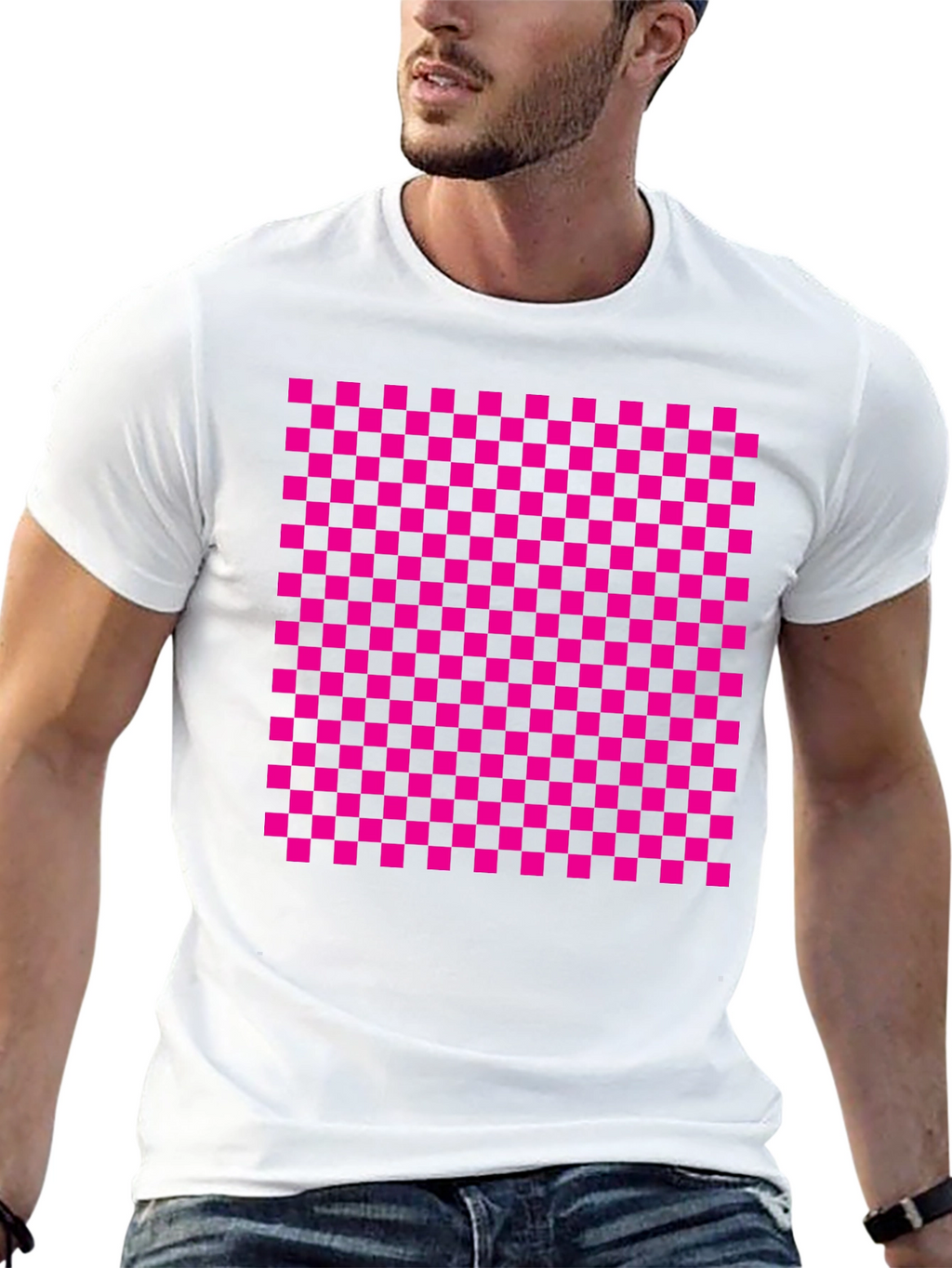 Checkerboard Graphic Tee - Retro Style