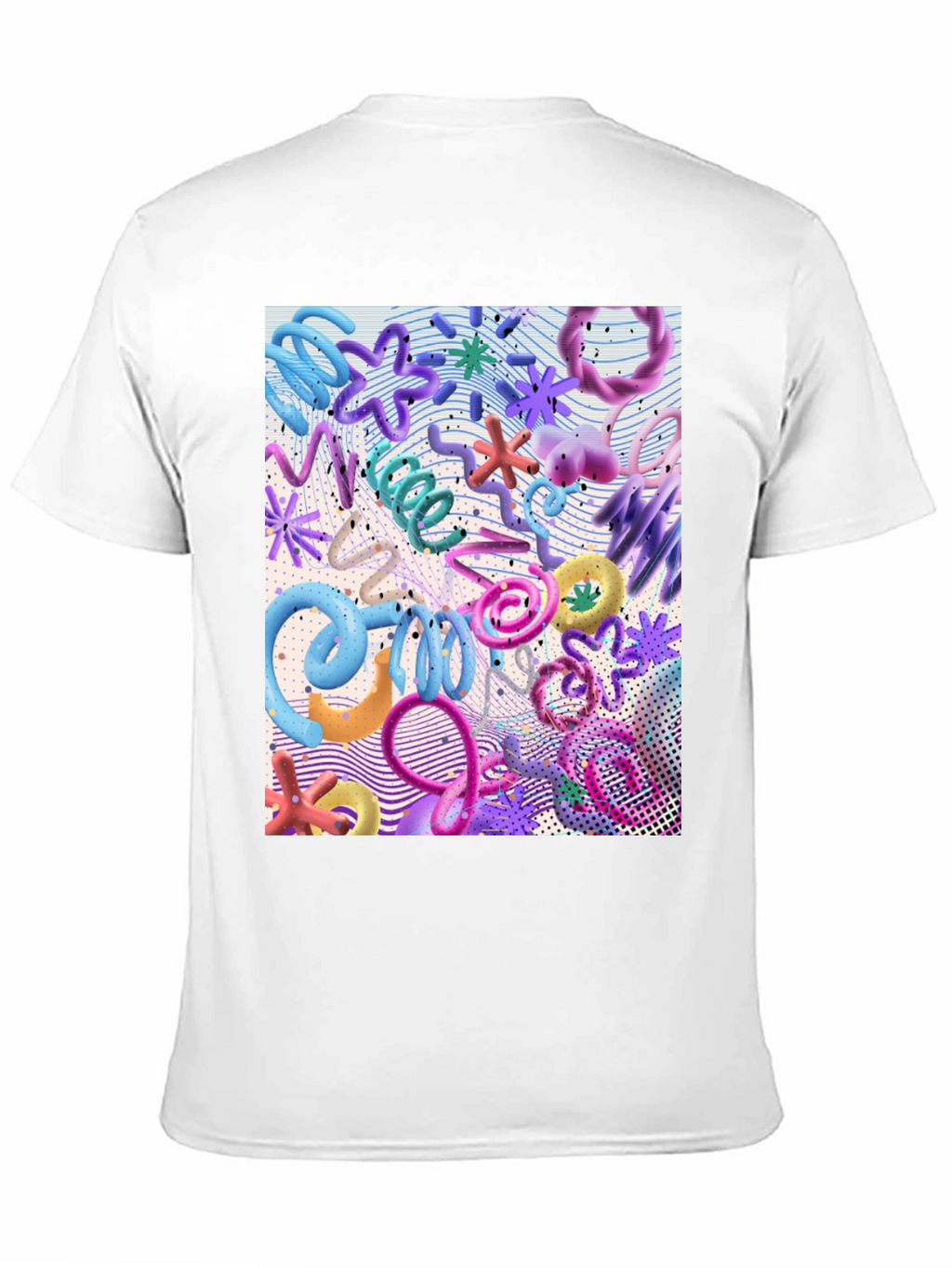 Funky Abstract 3D Shape Print Black T-Shirt