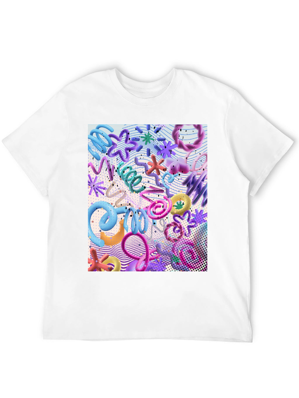 Funky Abstract 3D Shape Print Black T-Shirt