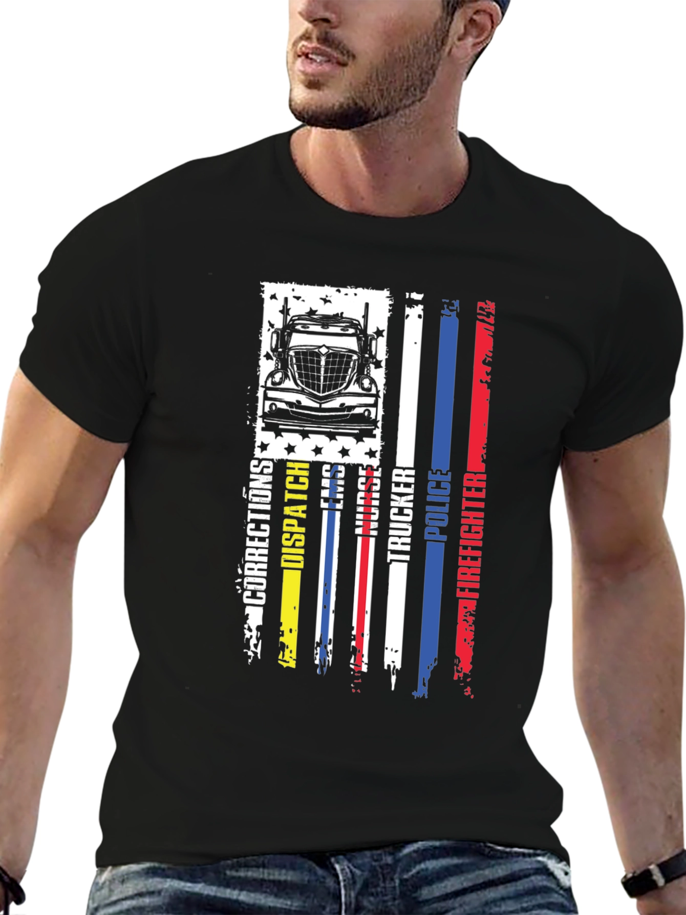 Trucker American Flag Graphic T-Shirt