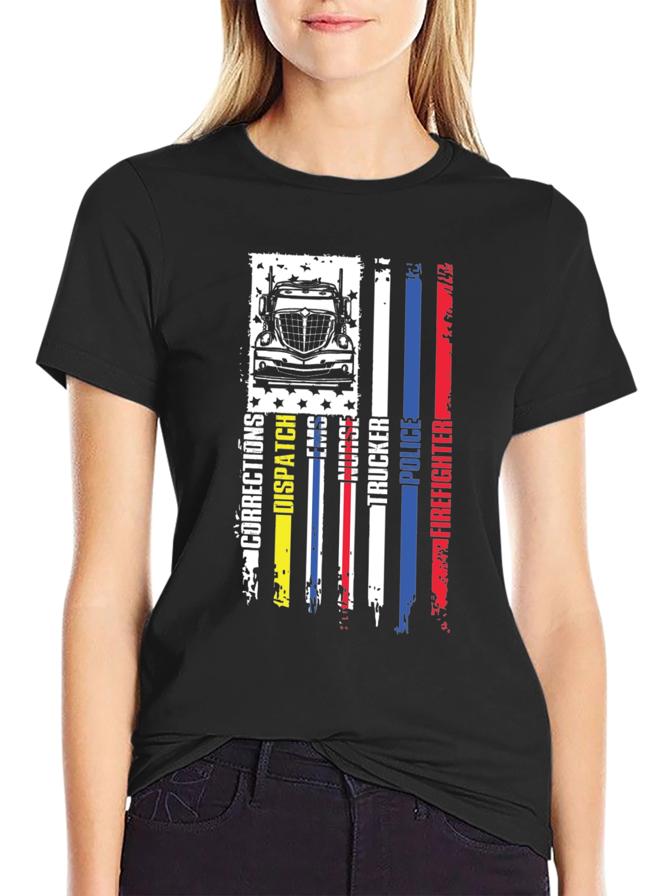 Trucker American Flag Graphic T-Shirt