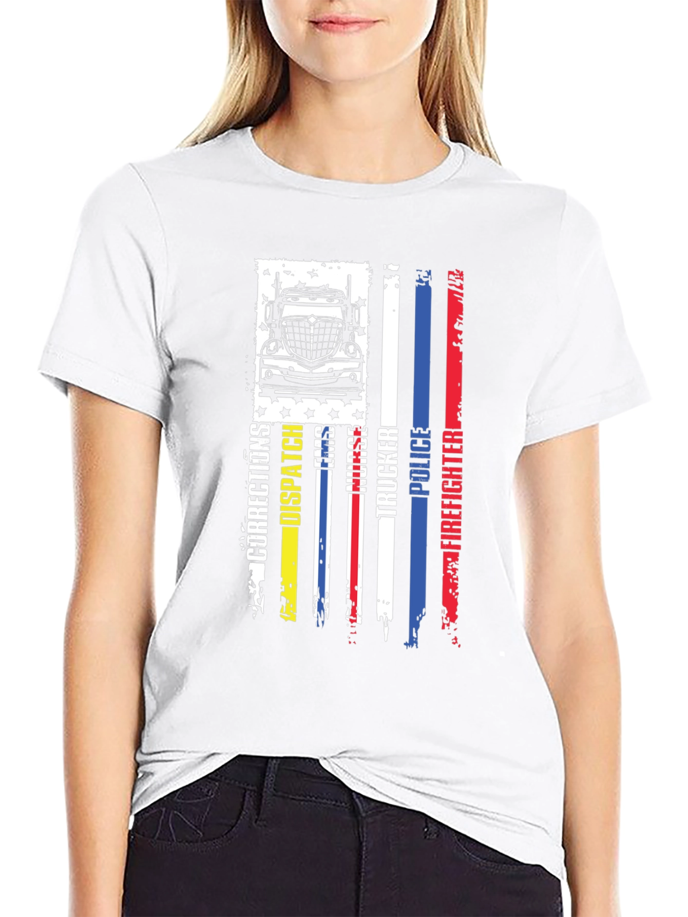 Trucker American Flag Graphic T-Shirt