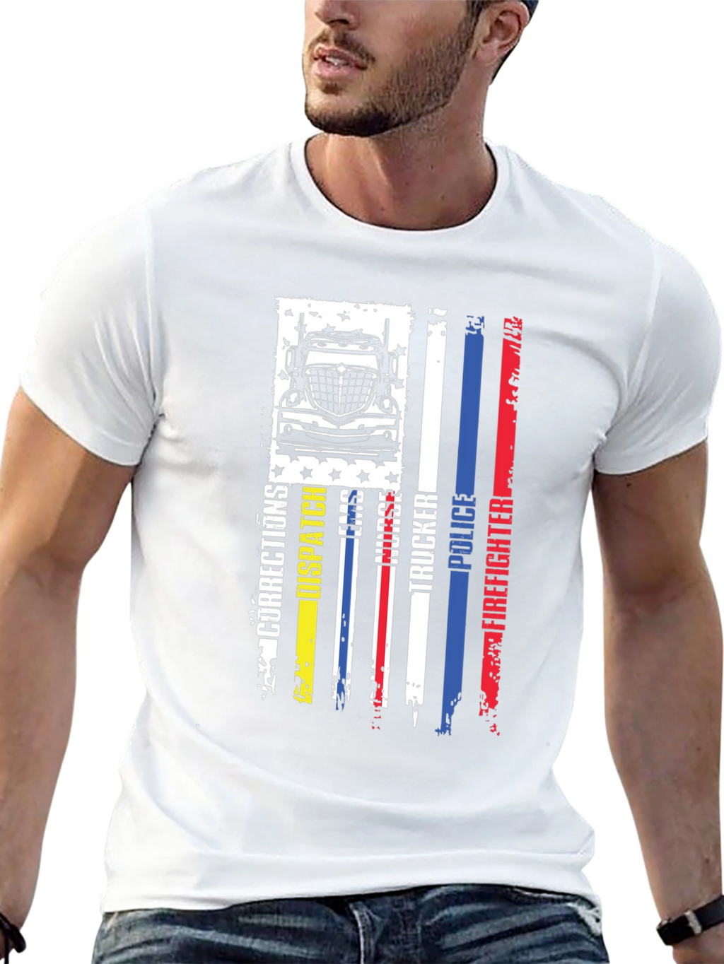 Trucker American Flag Graphic T-Shirt