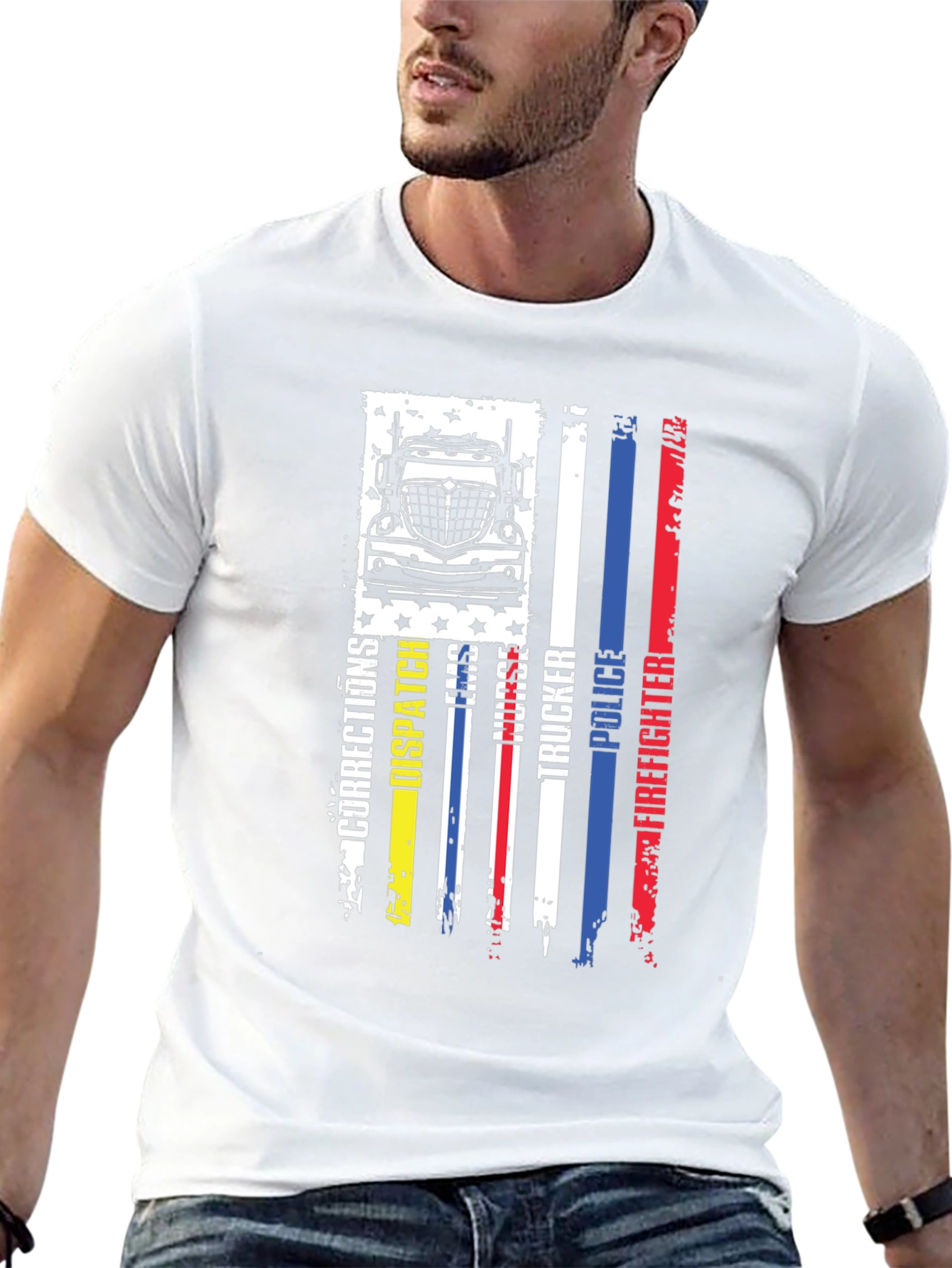 Trucker American Flag Graphic T-Shirt