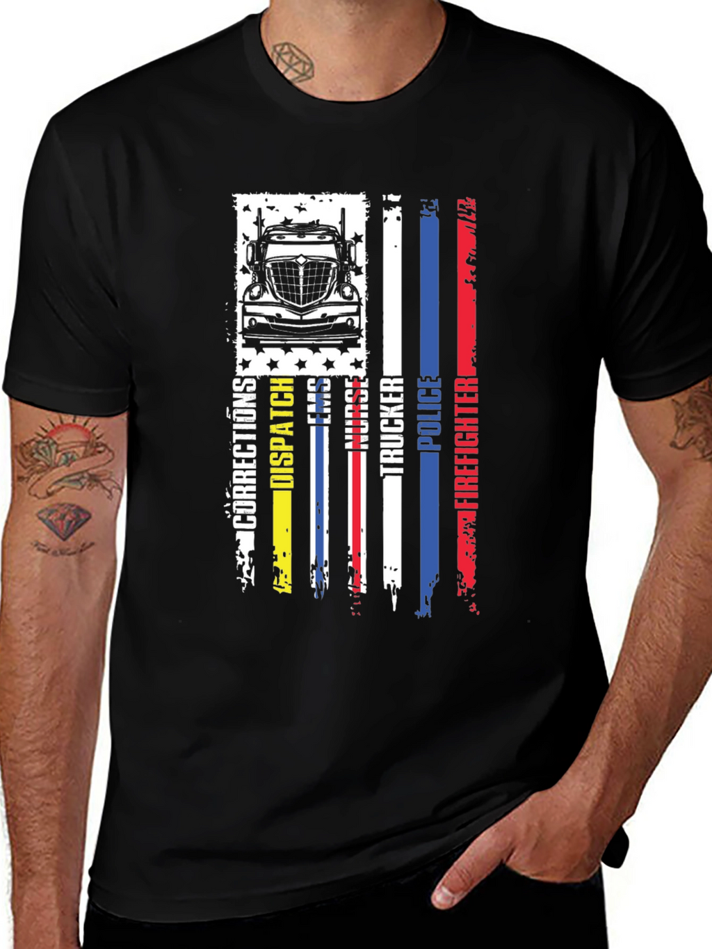 Trucker American Flag Graphic T-Shirt