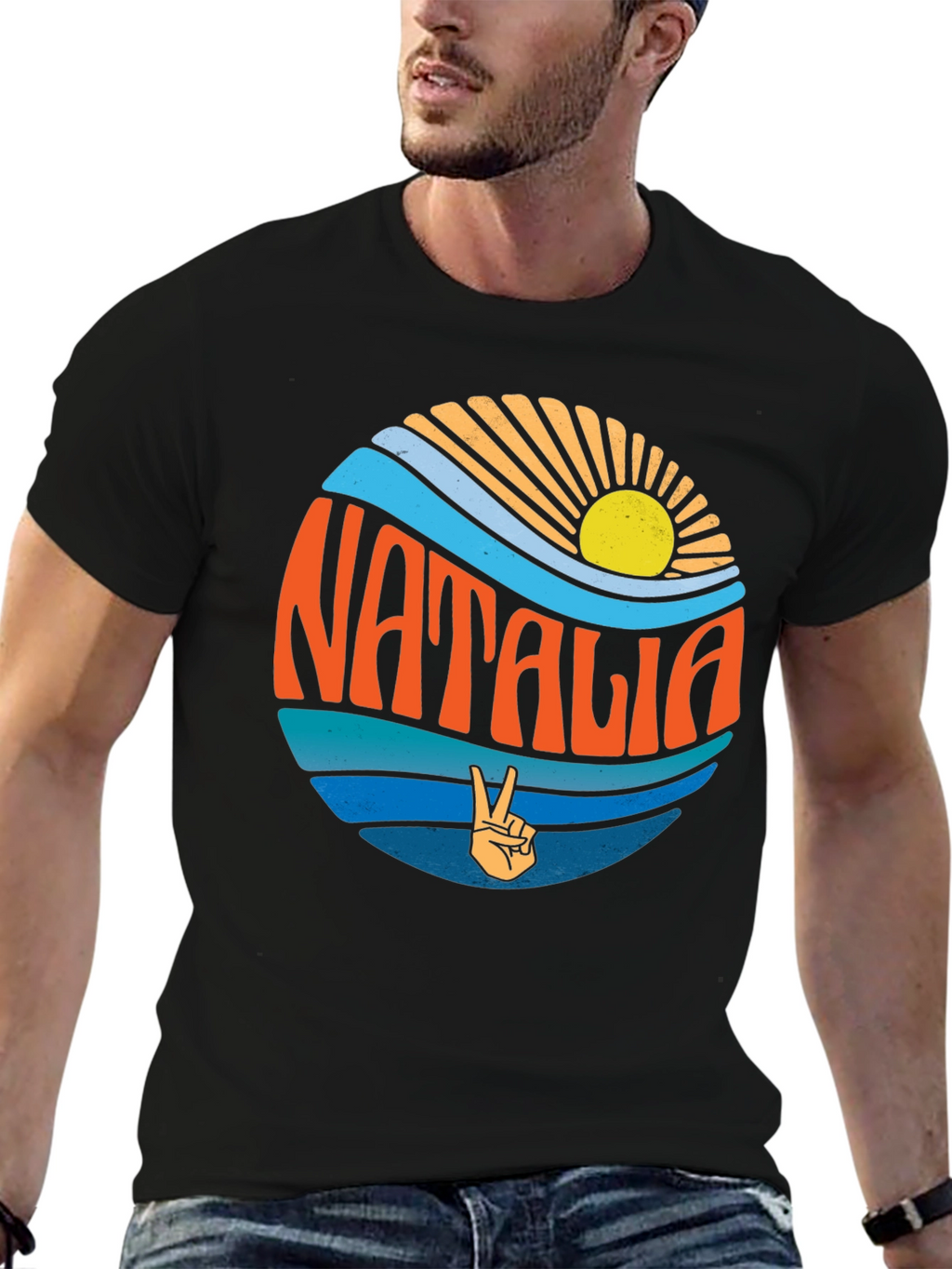 Natalia Retro Graphic T-Shirt - Black
