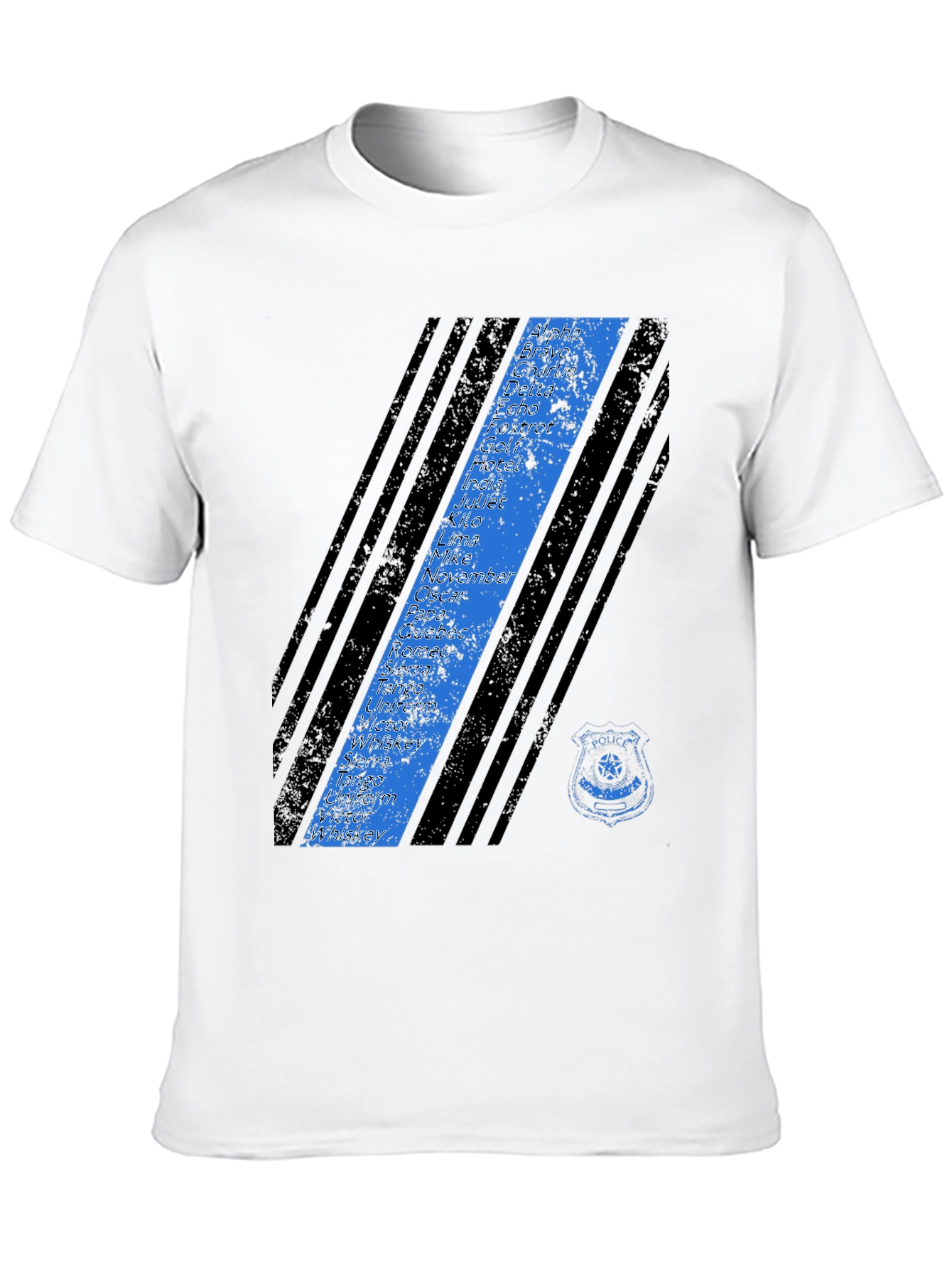 Police Alphabet Thin Blue Line Graphic T-Shirt