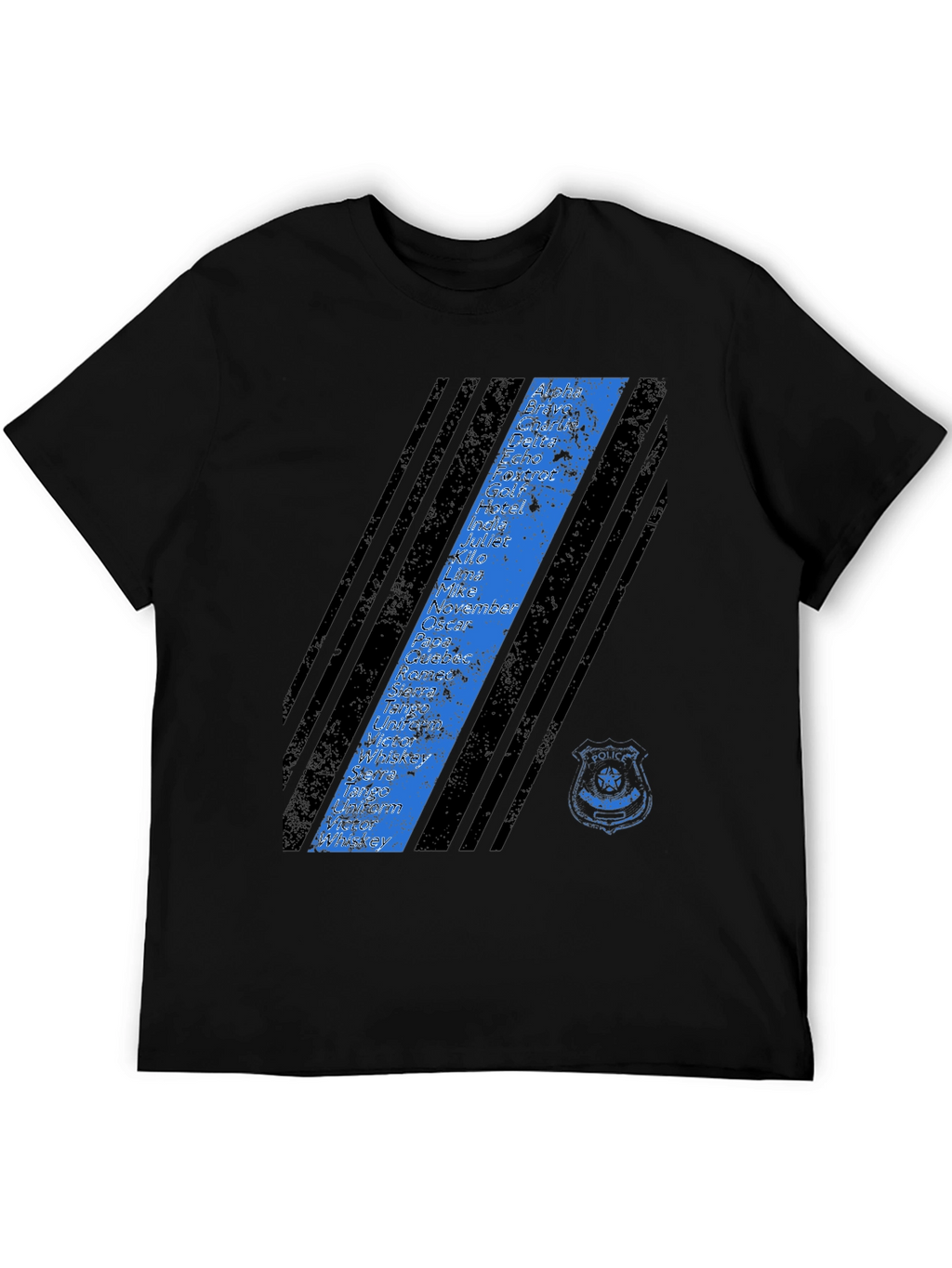 Police Alphabet Thin Blue Line Graphic T-Shirt