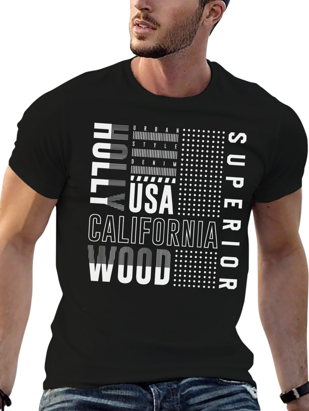 Urban Style Graphic Print Mens Black T-Shirt