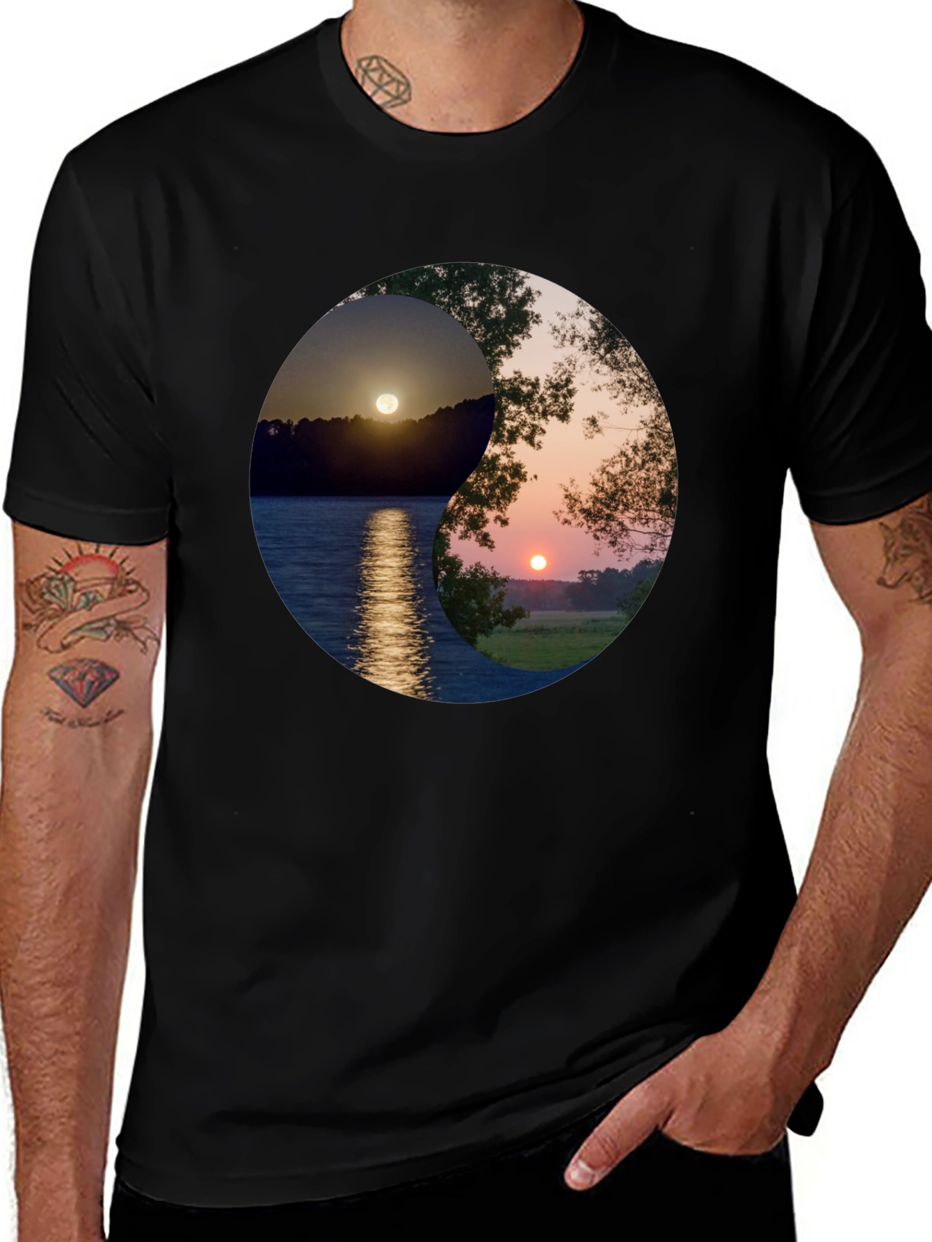 Yin Yang Sunset Graphic T-Shirt