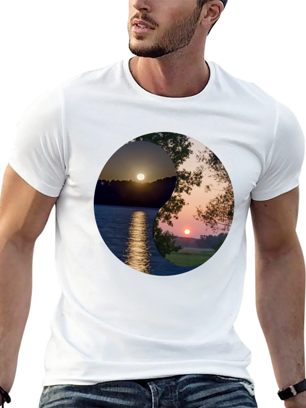 Yin Yang Sunset Graphic T-Shirt
