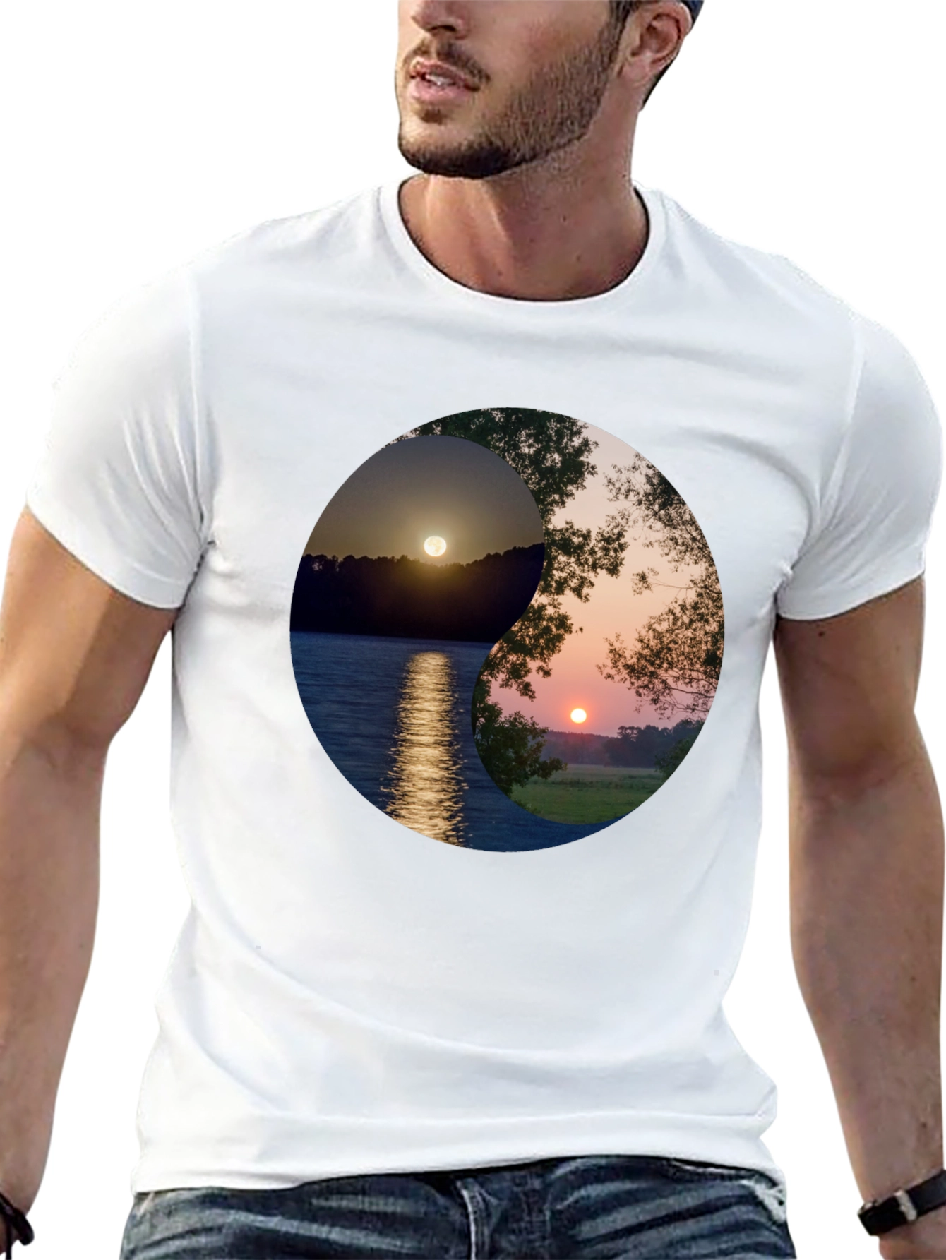 Yin Yang Sunset Graphic T-Shirt