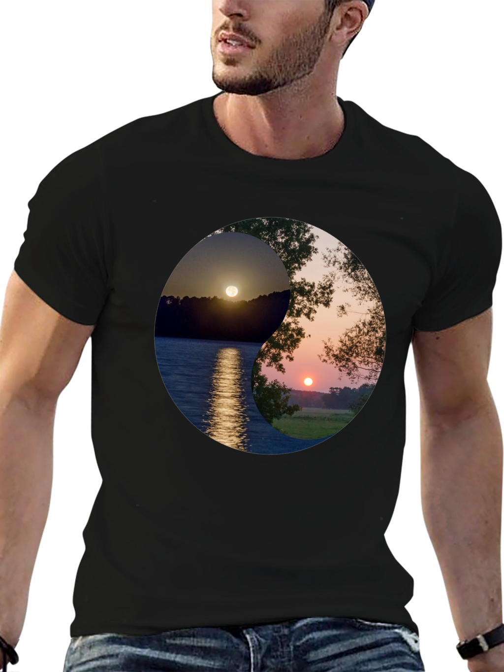 Yin Yang Sunset Graphic T-Shirt