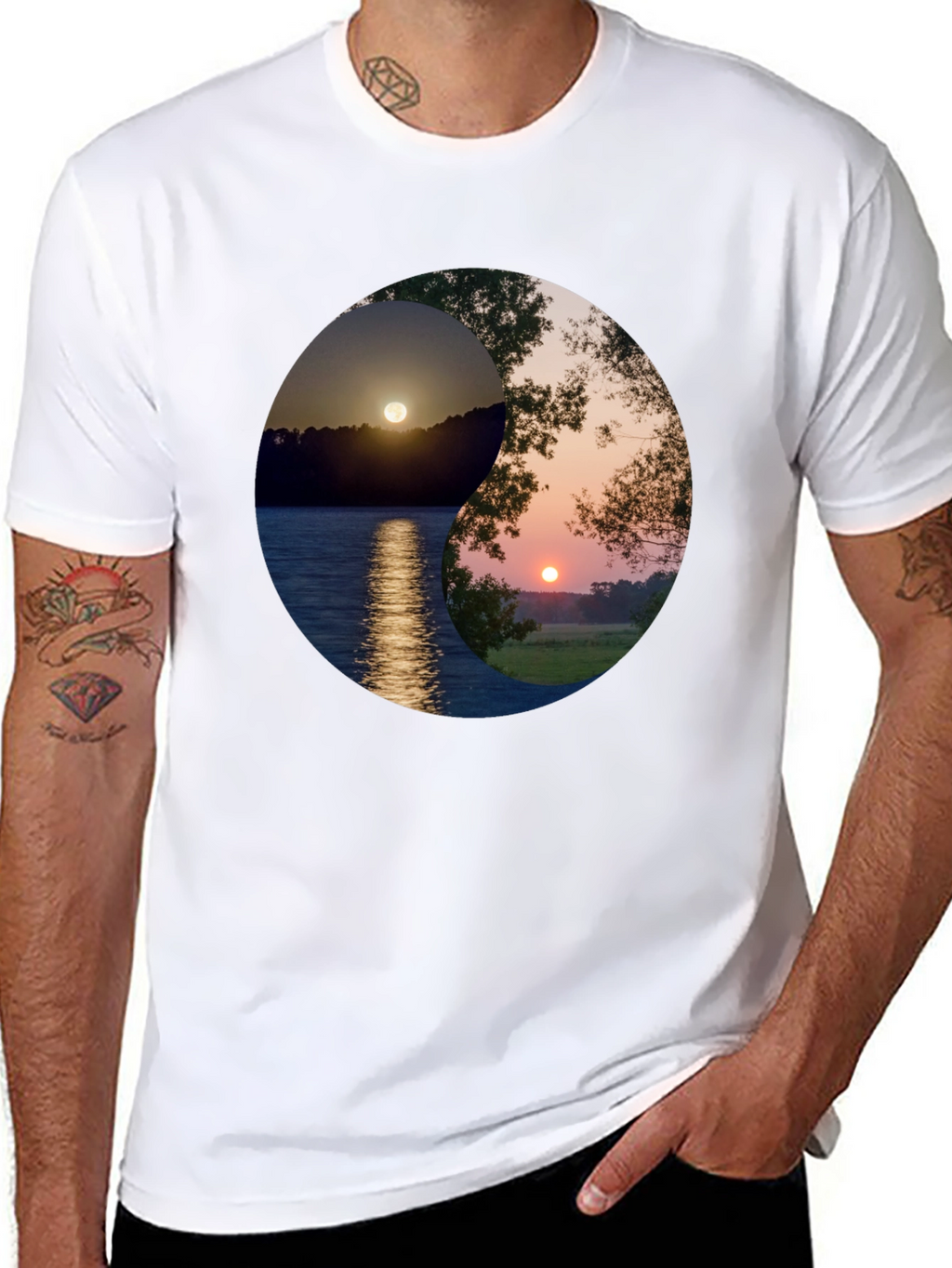 Yin Yang Sunset Graphic T-Shirt