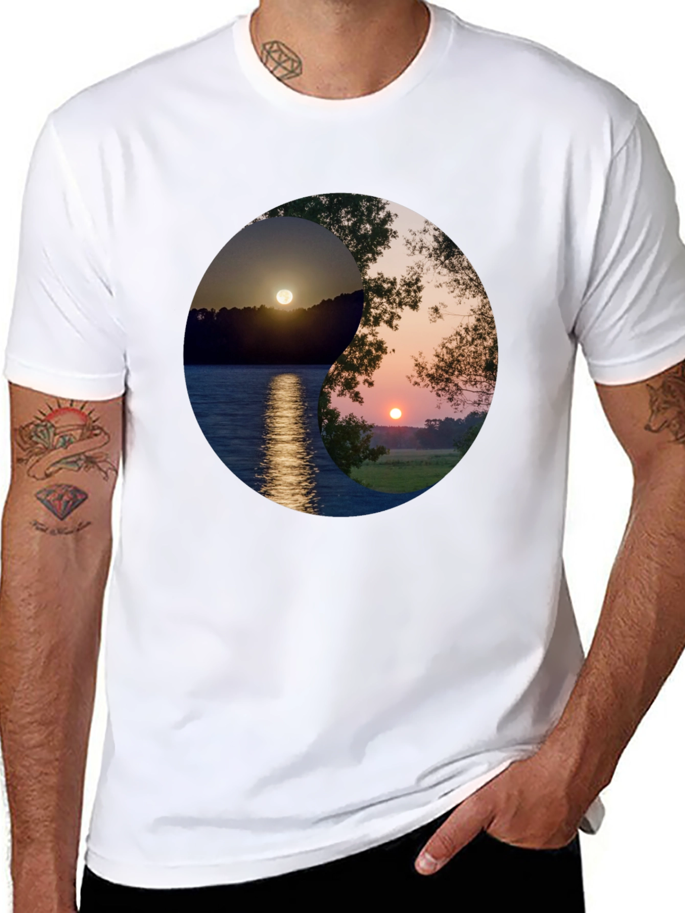 Yin Yang Sunset Graphic T-Shirt