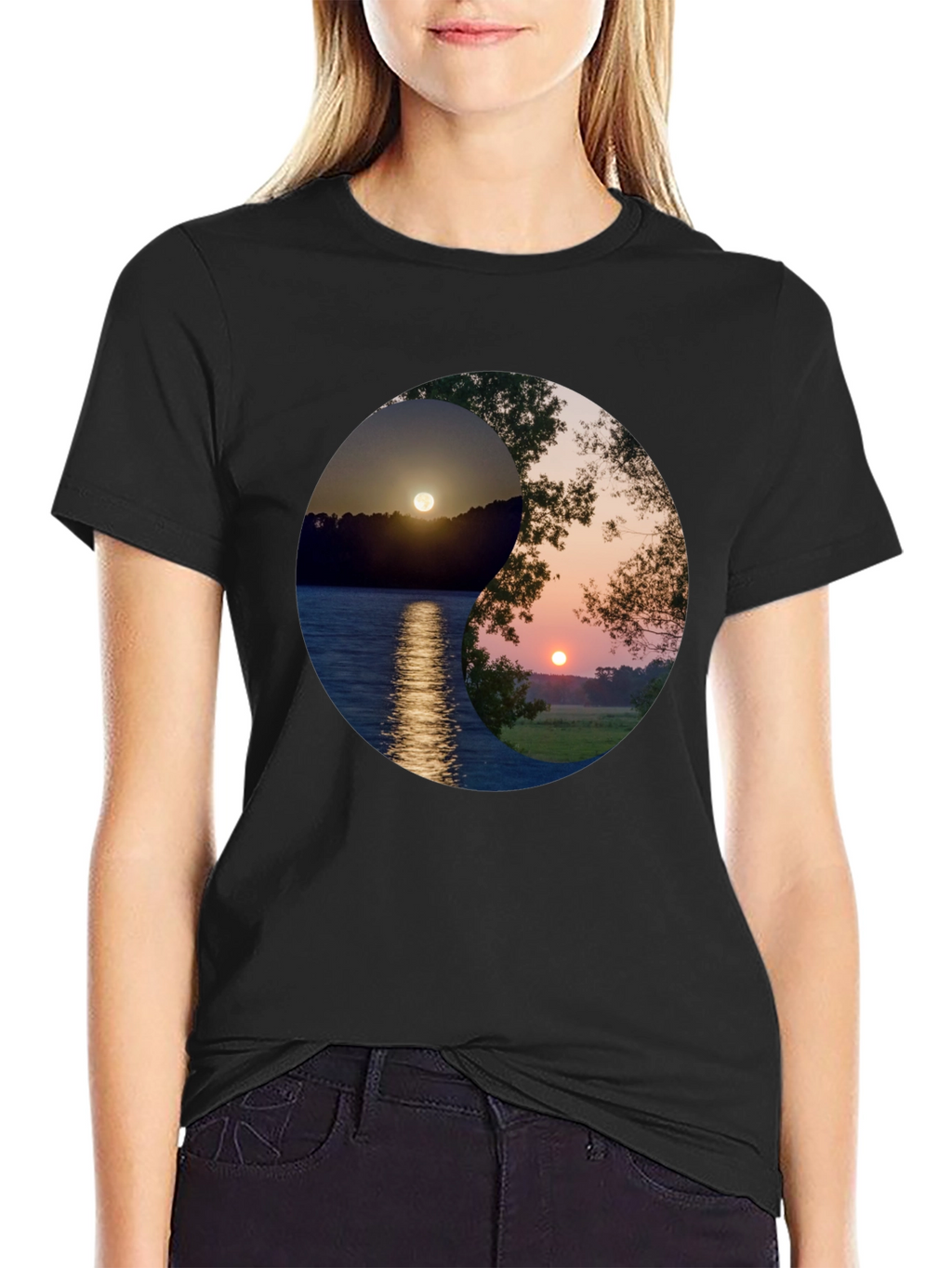 Yin Yang Sunset Graphic T-Shirt