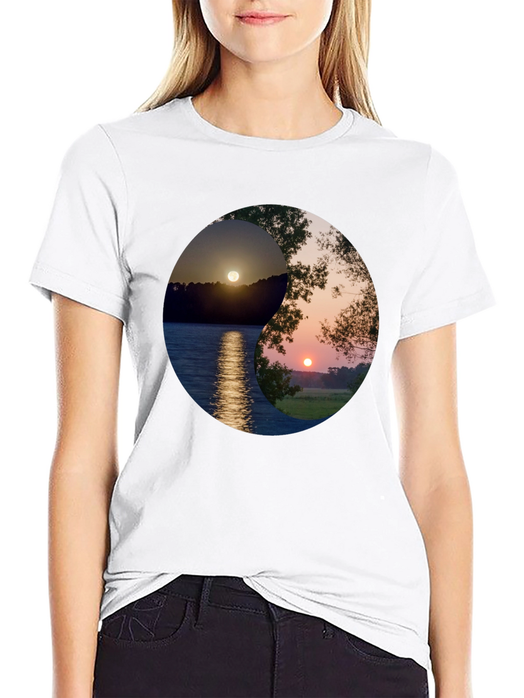 Yin Yang Sunset Graphic T-Shirt