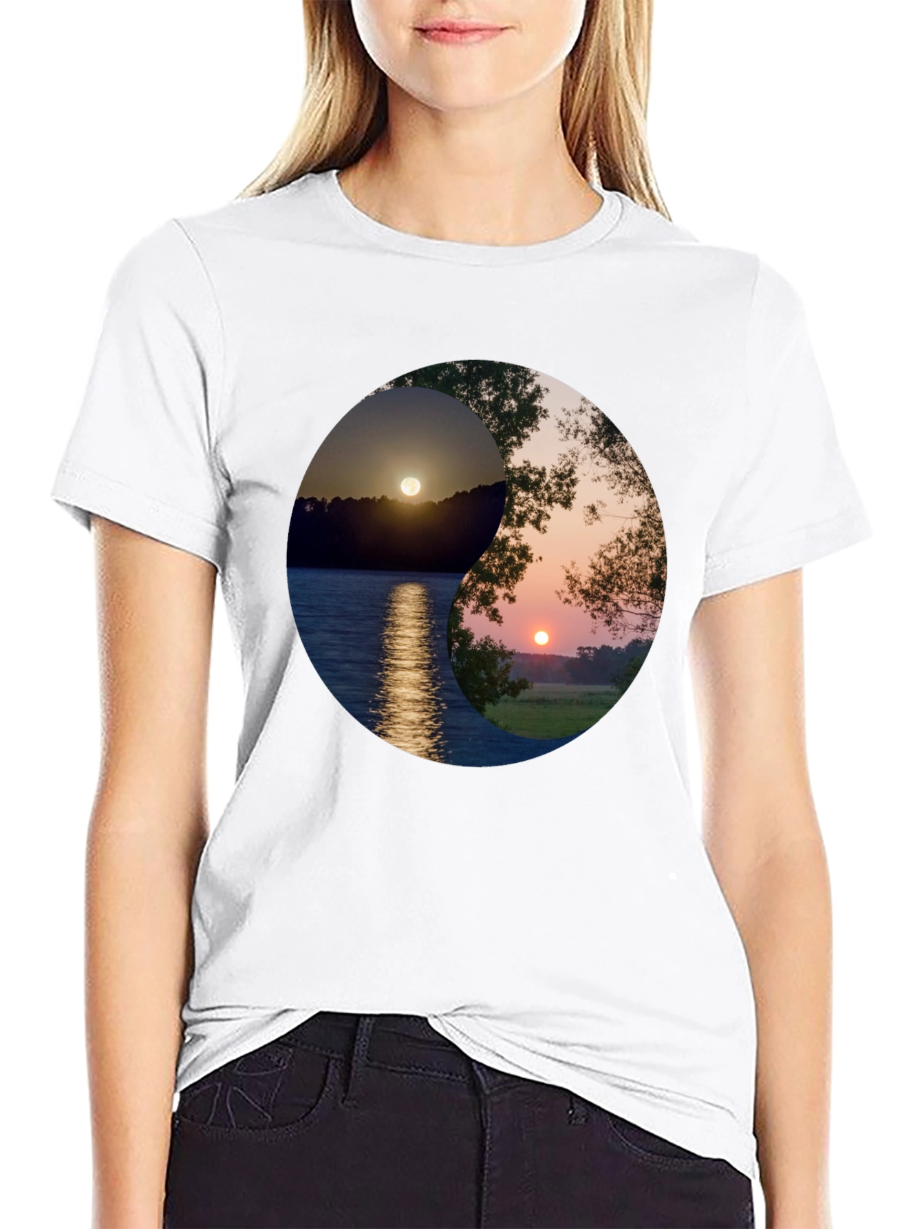 Yin Yang Sunset Graphic T-Shirt