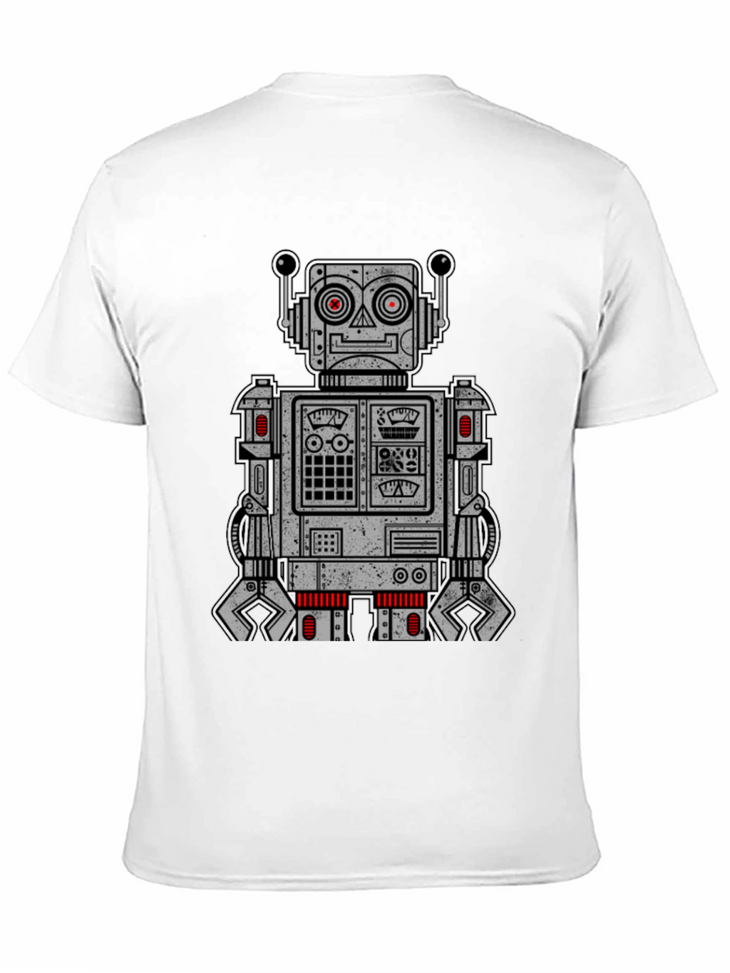 Retro Robot Graphic Print T-Shirt - Black
