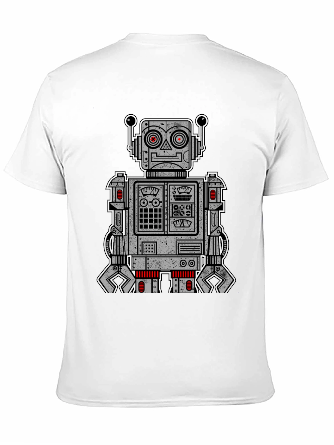 Retro Robot Graphic Print T-Shirt - Black
