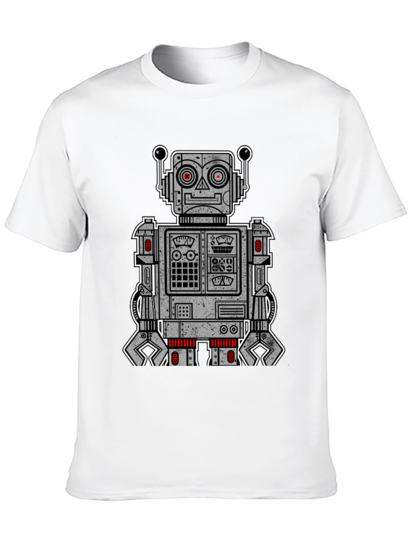 Retro Robot Graphic Print T-Shirt - Black