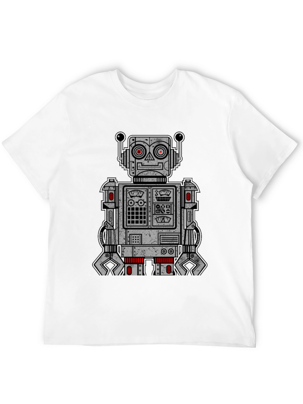 Retro Robot Graphic Print T-Shirt - Black