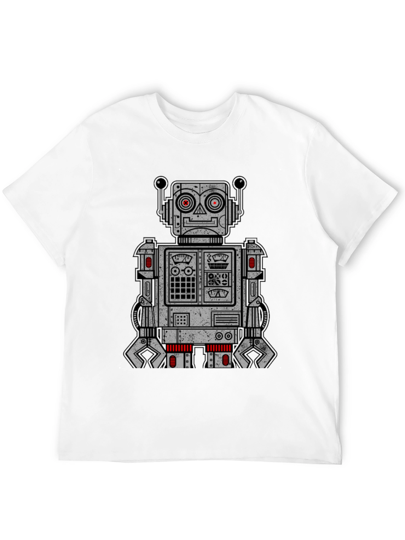 Retro Robot Graphic Print T-Shirt - Black
