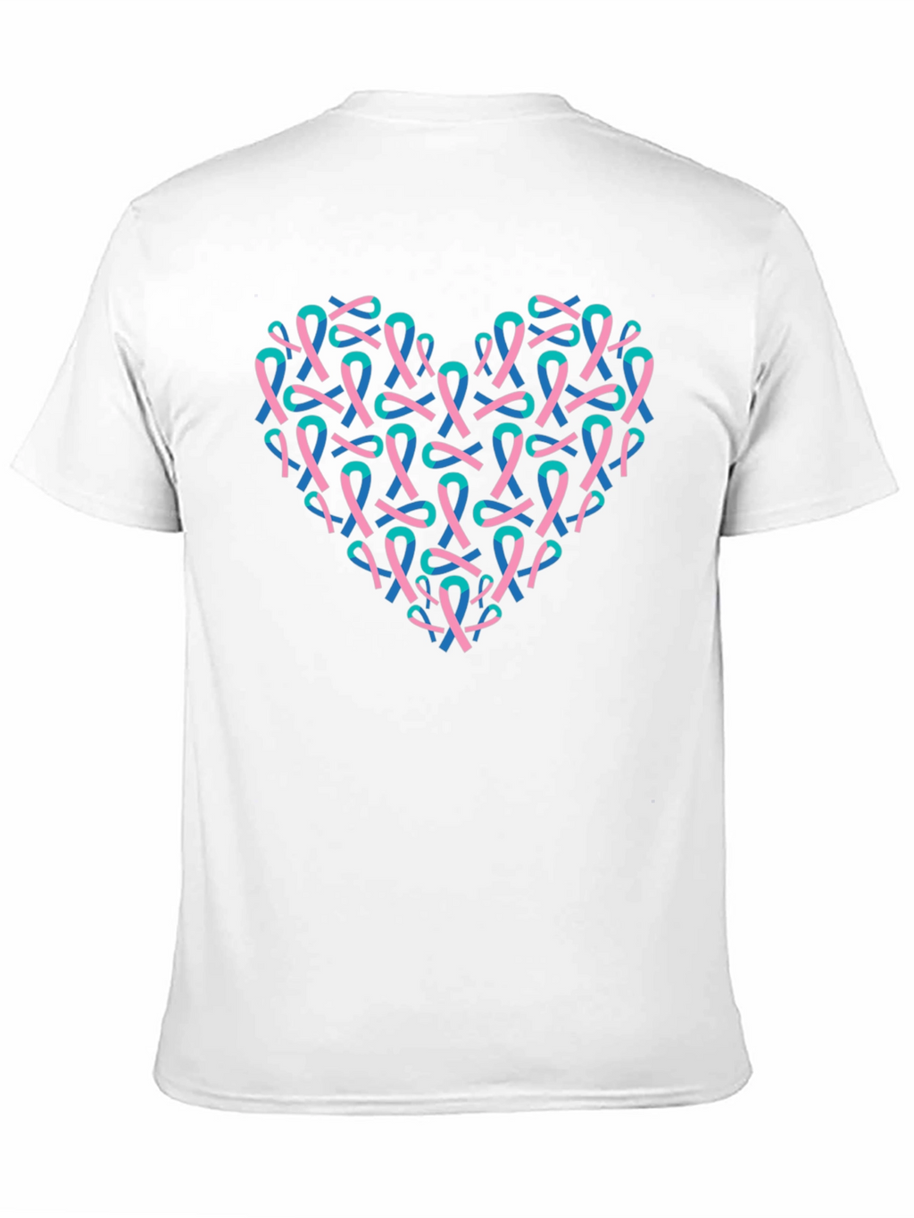 Heart Ribbon T-Shirt - Teal & Pink Design