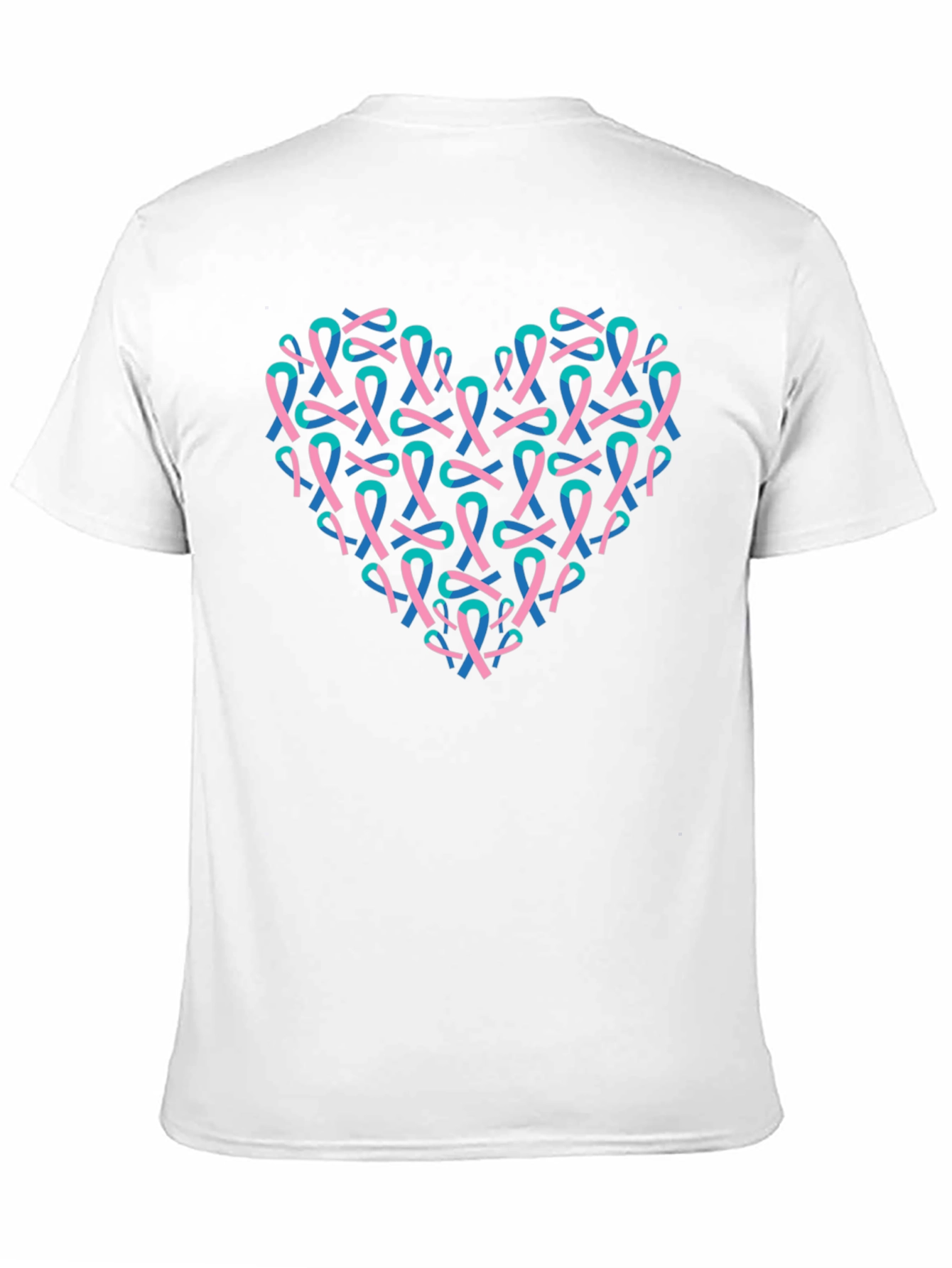Heart Ribbon T-Shirt - Teal & Pink Design
