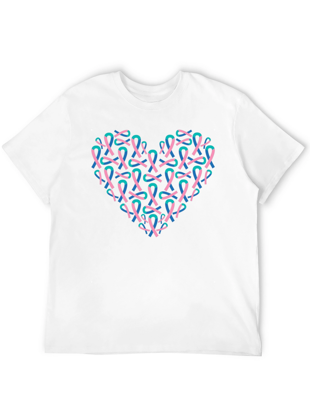 Heart Ribbon T-Shirt - Teal & Pink Design