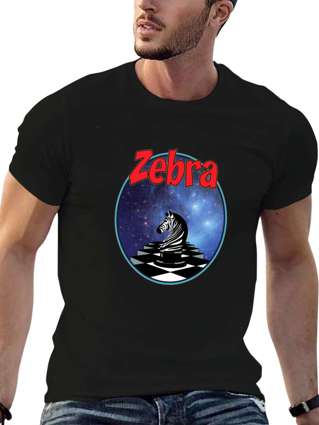 Zebra Graphic Tee - Black Cotton Blend