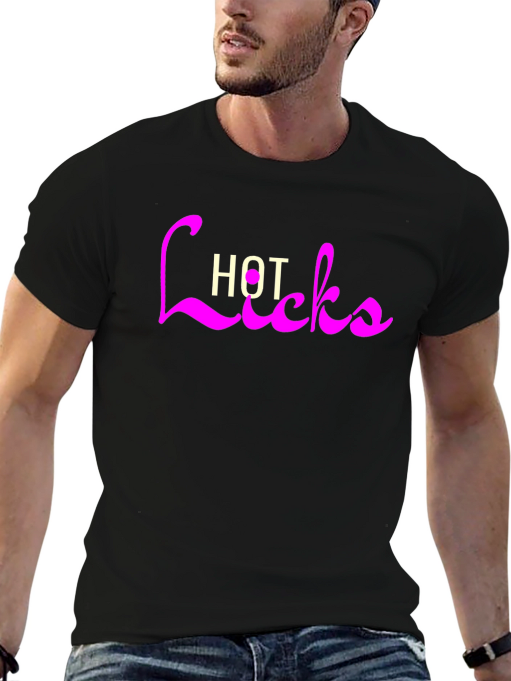 Hot Licks Graphic Tee - Black Casual T-Shirt