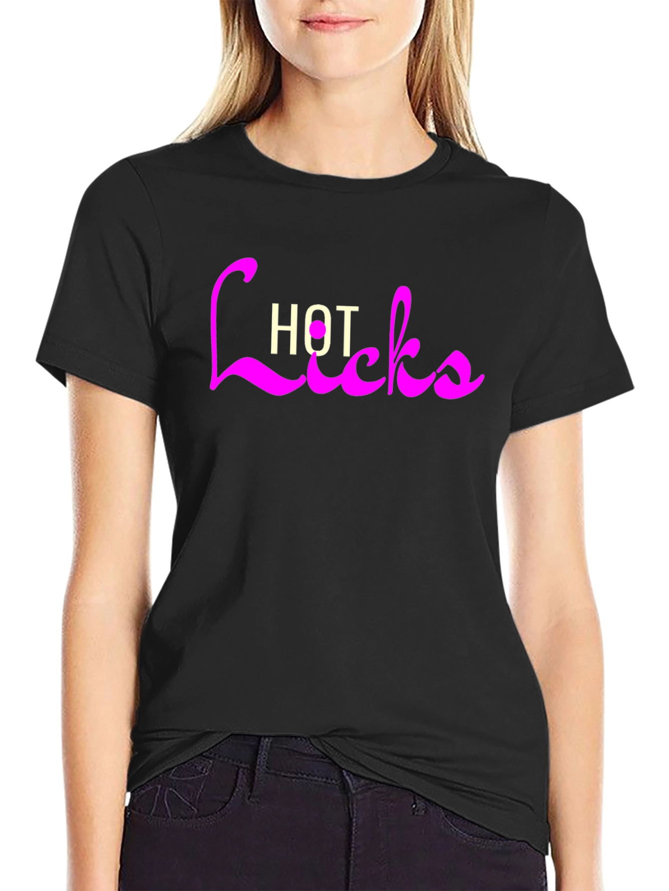 Hot Licks Graphic Tee - Black Casual T-Shirt