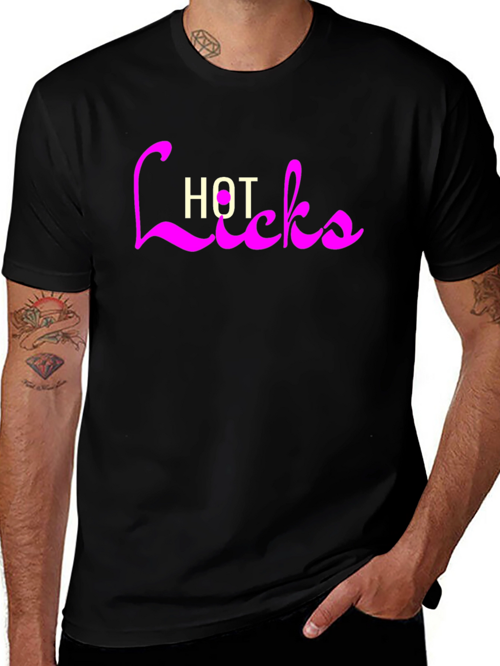 Hot Licks Graphic Tee - Black Casual T-Shirt