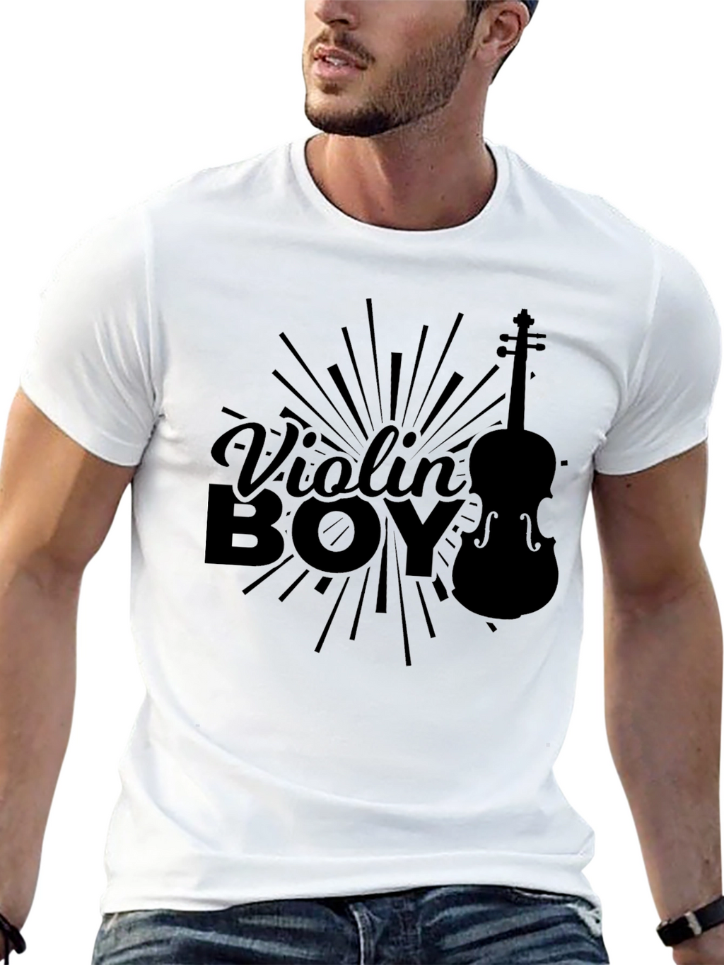 Violin Boy Graphic T-Shirt - Black