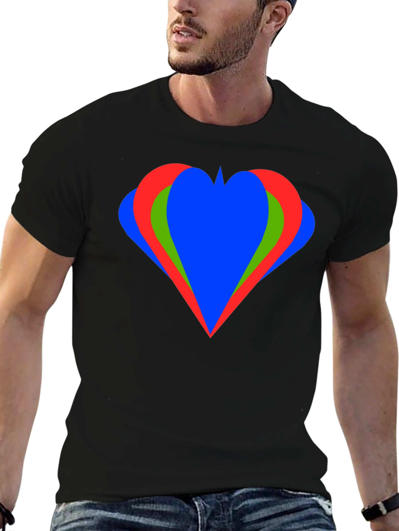Heart Graphic Black T-Shirt Casual Style