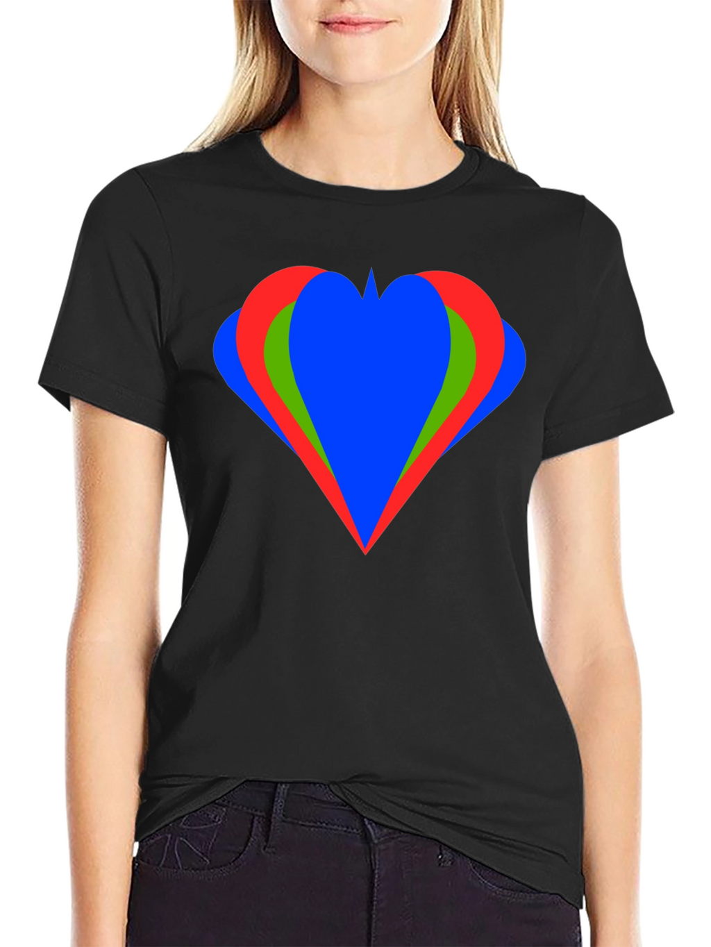 Heart Graphic Black T-Shirt Casual Style