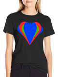 Heart Graphic Black T-Shirt Casual Style