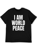 I AM WORLD PEACE Graphic Print Black T-Shirt